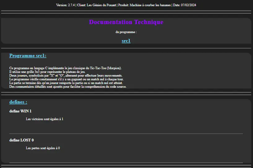 Résultat du programme d'outil d'automatisation.
