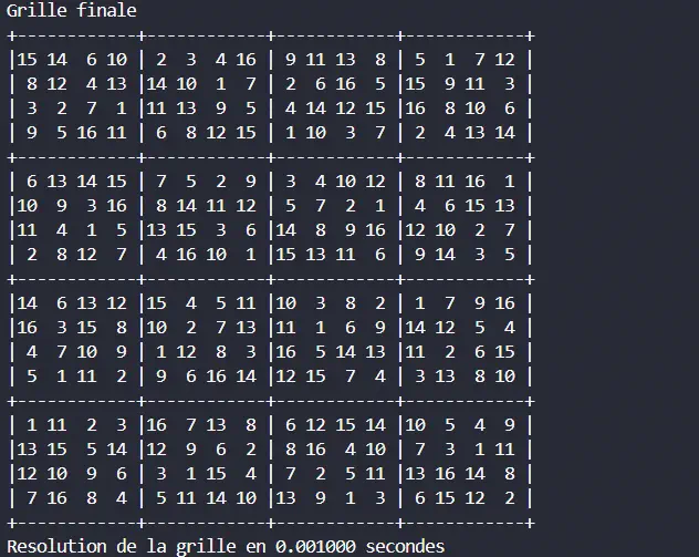 Résultat du solveur.
